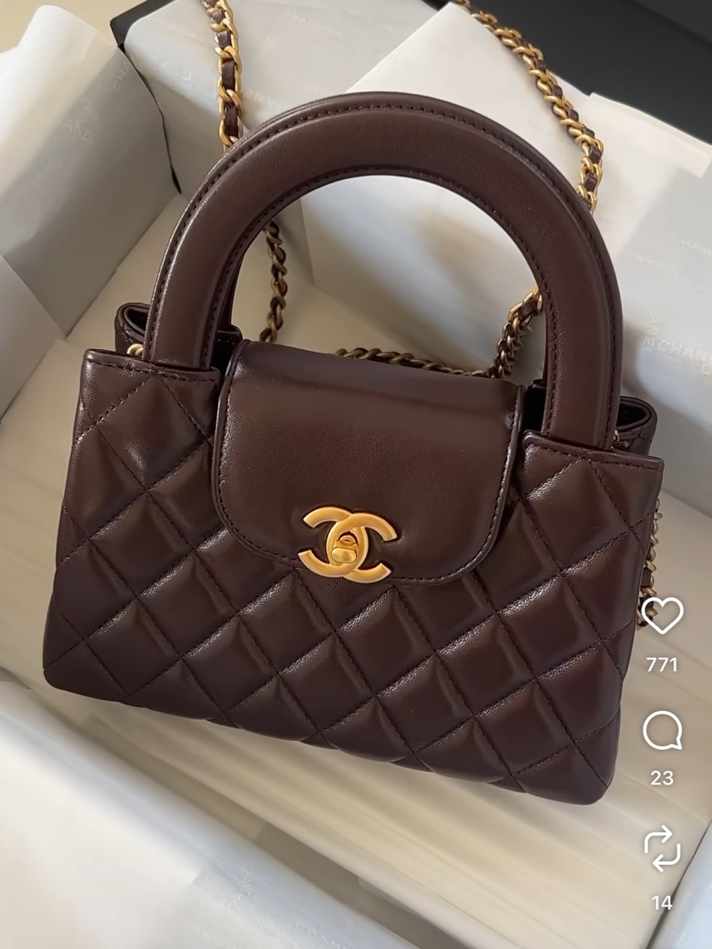 Chanel Top-Handle Kelly Nano in Dark Brown